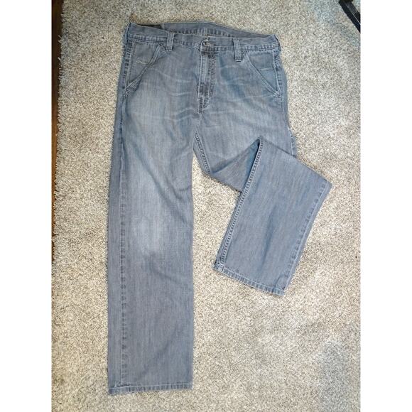 Levi's 569 Loose Straight Gray Jeans 32x32 Faded Distressed Zipper Pockets - Picture 1 of 9